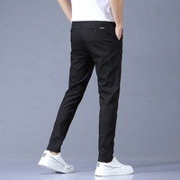 2022 wiosenne spodnie na lato męskie Stretch koreańskie Casual Slim Fit w pasie biznesowe klasyczne spodnie męskie czarne szare 28-38 2